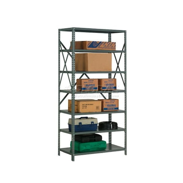 Global Industrial 7 Shelf, 18 Ga Open Steel Shelving Unit, 36inW x 12inD x 73inH, Gray 562174A - main